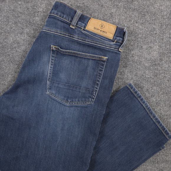 Bluffworks Other - Bluffworks Departure Jeans Mens 36X28 Blue COOLMAX Performance Medium Wash Denim